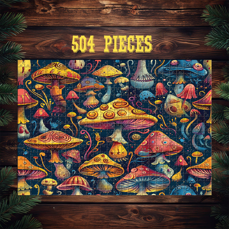 Wooden Jigsaw Puzzle Games for Adults and Teens | Cherished Fun Family time activity for Game nights | Psychedelic Mushrooms