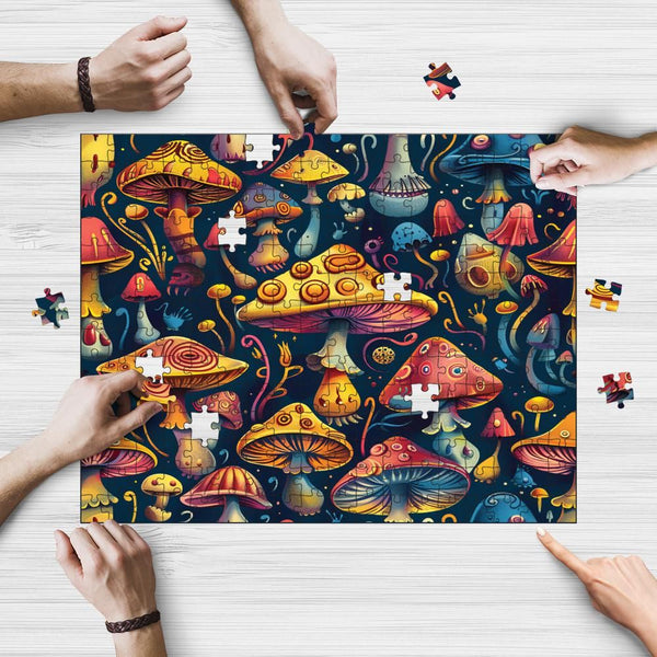 Wooden Jigsaw Puzzle Games for Adults and Teens | Cherished Fun Family time activity for Game nights | Psychedelic Mushrooms