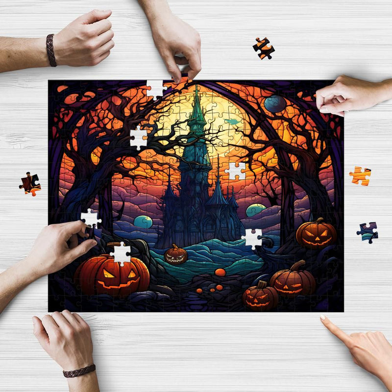 Rectangle Puzzles for All Ages – High-Quality, Durable, and Fun Jigsaw with Precision Laser-Cut Pieces | Stained Glass Art - Creepy Castle