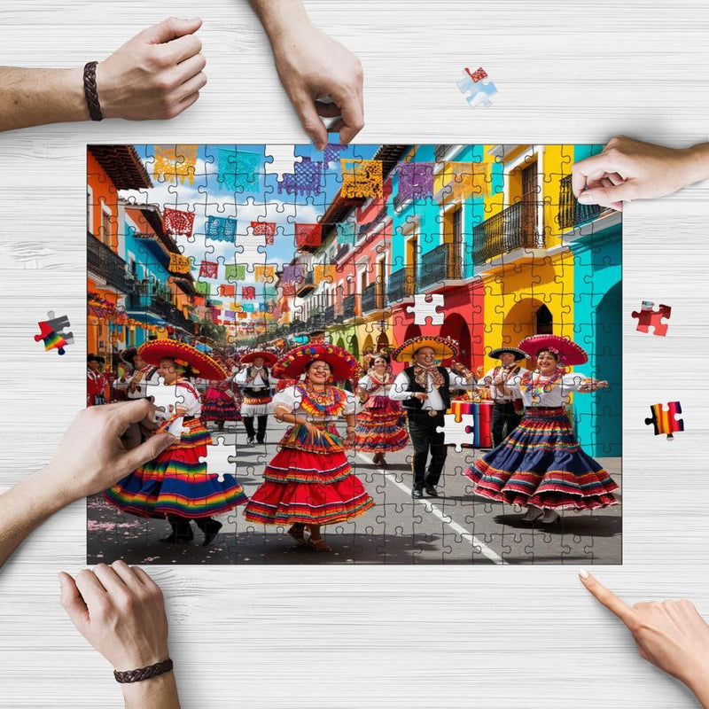 Rectangle Puzzles for All Ages – High-Quality, Durable, and Fun Jigsaw with Precision Laser-Cut Pieces | Hispanic Heritage-Street Festival