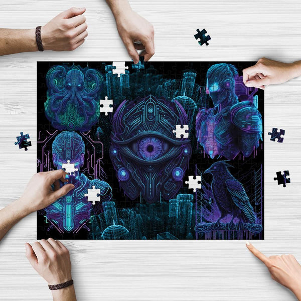 Wooden Jigsaw Puzzle Games for Adults and Teens | Cherished Fun Family time activity for Game nights | Cyber Punk