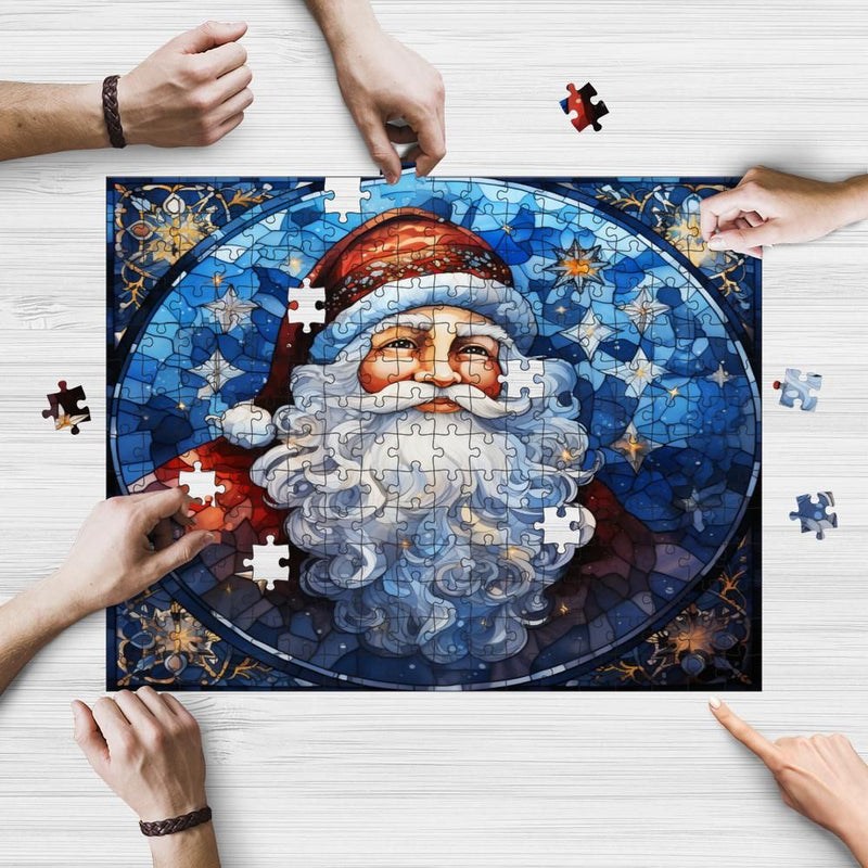 Rectangle Puzzles for All Ages – High-Quality, Durable, and Fun Jigsaw with Precision Laser-Cut Pieces | Stained Glass Art - Christmas Santa Clause