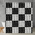 black and white checkered shower curtain fabric and design detail