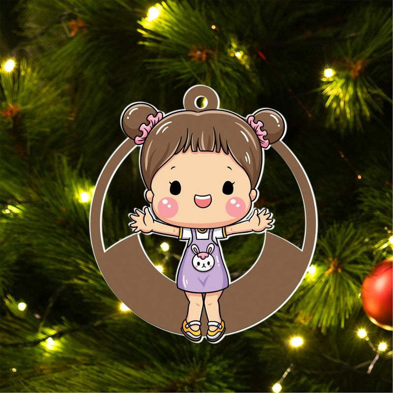 Personalized Xmas Decorations | Custom Acrylic Fun Holiday Christmas Décor | Keepsake Ornaments | Cute Girl