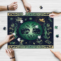 Mystical Tree of Life wooden jigsaw puzzle being assembled on a table