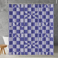 purple checkered shower curtain product mockup