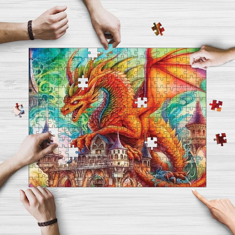 Wooden Jigsaw Puzzle Games for Adults and Teens | Cherished Fun Family time activity for Game nights | Fantasy Dragon