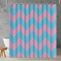 pink and blue chevron shower curtain close-up pattern