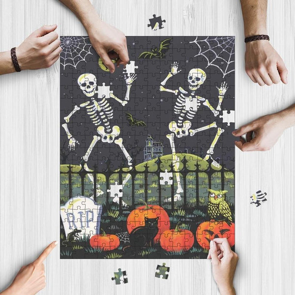 Rectangle Puzzles for All Ages – High-Quality, Durable, and Fun Jigsaw with Precision Laser-Cut Pieces | Halloween Night Skeleton Dance