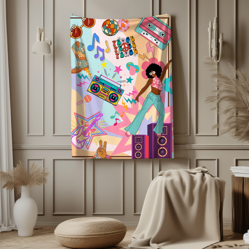 Grandparent day gift for Grandma | Cozy Sherpa Fleece Blanket for MeeMaw | Cool gift for Nana who has everything | Disco Dancing Queen