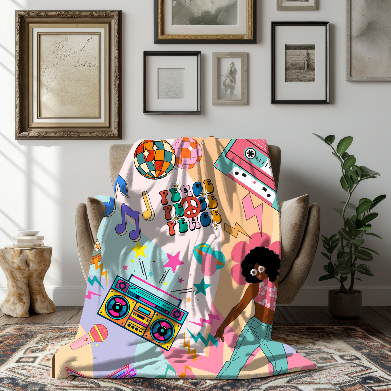 Grandparent day gift for Grandma | Cozy Sherpa Fleece Blanket for MeeMaw | Cool gift for Nana who has everything | Disco Dancing Queen