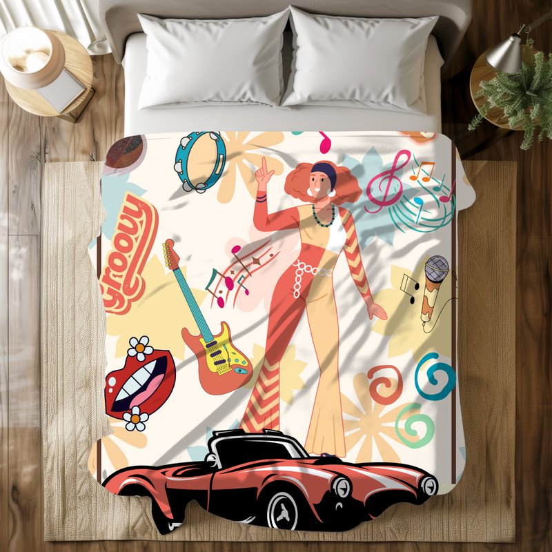 Grandparent day gift for Grandma | Cozy Sherpa Fleece Blanket for MeeMaw | Cool gift for Nana who has everything | Disco in Bell Bottoms