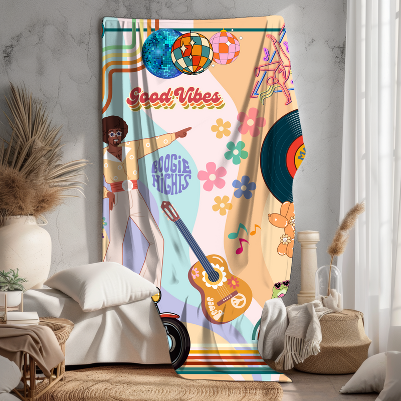 Grandparent day gift for Gramps | Cozy Sherpa Fleece Blanket for Pawpaw | Cool gift for Grandpa who has everything | Grandpa-Disco Dude