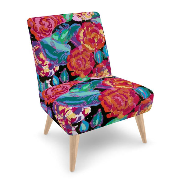 Accent Chair-Floral Colorful Modern -William Morris print-Red Roses