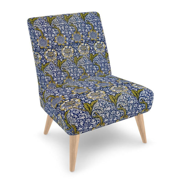 Accent Chair-Floral Colorful Modern -William Morris print-Blue Grey
