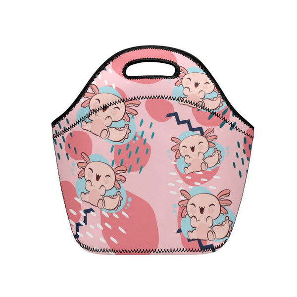 Neoprene lunch bag | Back to School Supplies | Thermal Insulated Lunch Bag | Cute Axolotls