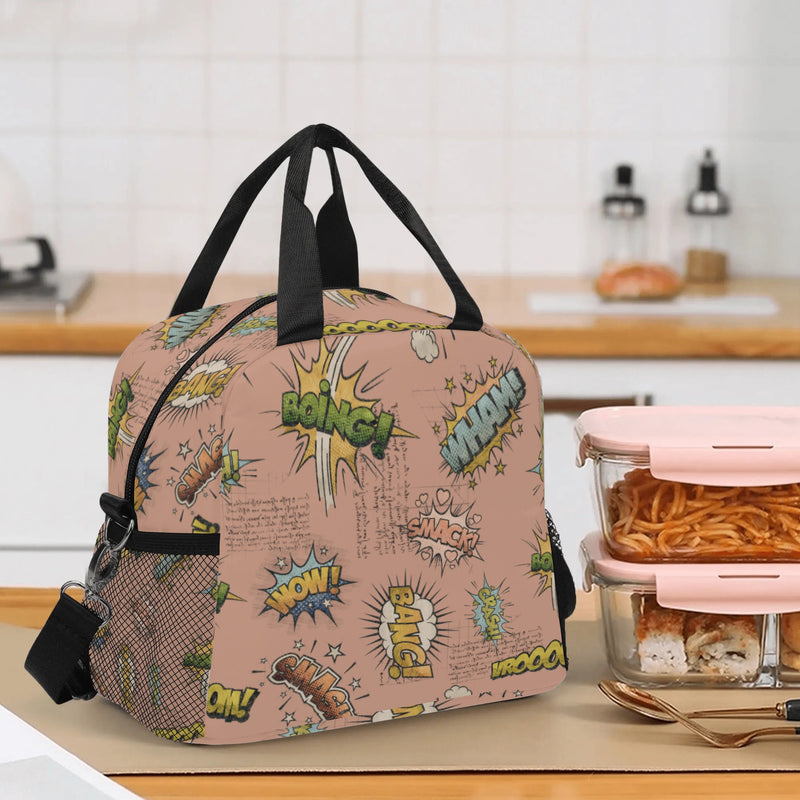 Elevate Lunchtime with Stylish All-Over Printed Vintage Aesthetics Lunch Bag for Teenagers-Peachy Adventure