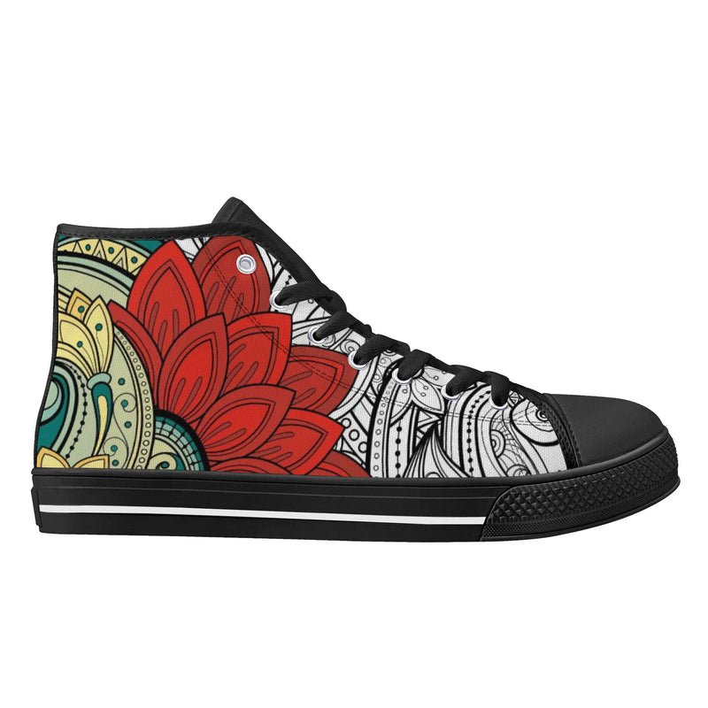 High Top Canvas Sneakers | Converse High Tops | Unique Canvas Shoes - Mandala Design