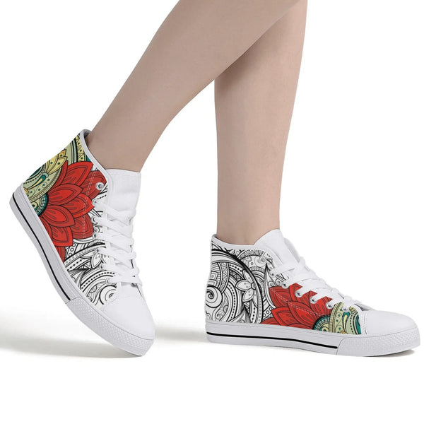 High Top Canvas Sneakers | Converse High Tops | Unique Canvas Shoes - Mandala Design