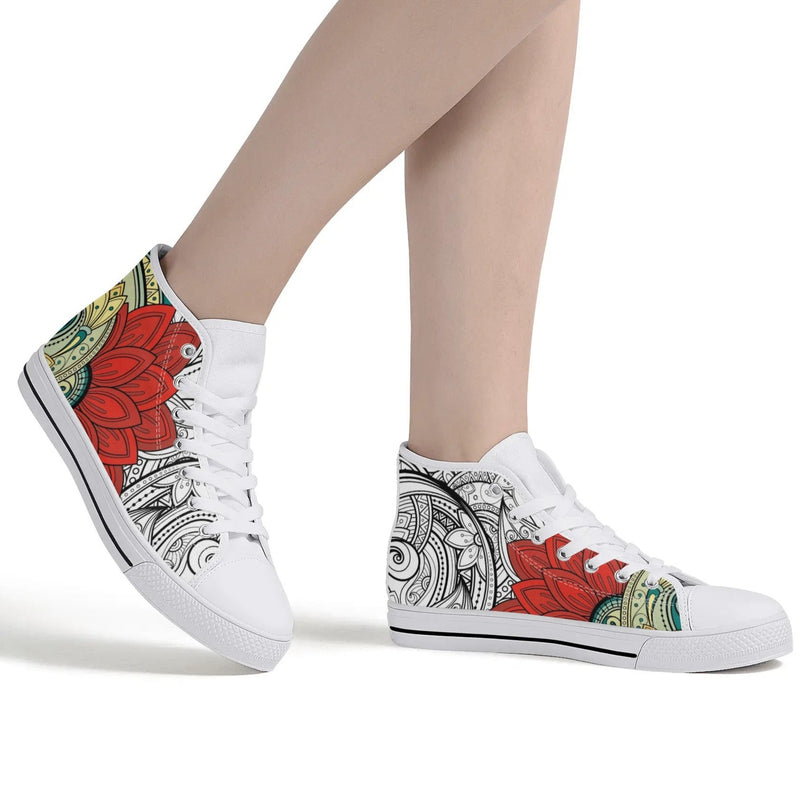 High Top Canvas Sneakers | Converse High Tops | Unique Canvas Shoes - Mandala Design