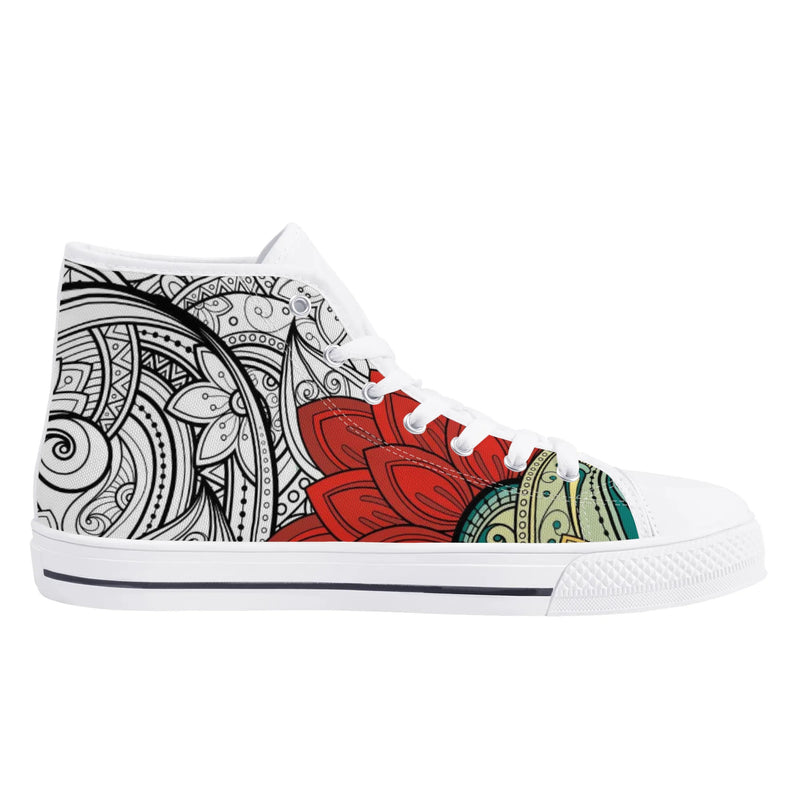 High Top Canvas Sneakers | Converse High Tops | Unique Canvas Shoes - Mandala Design