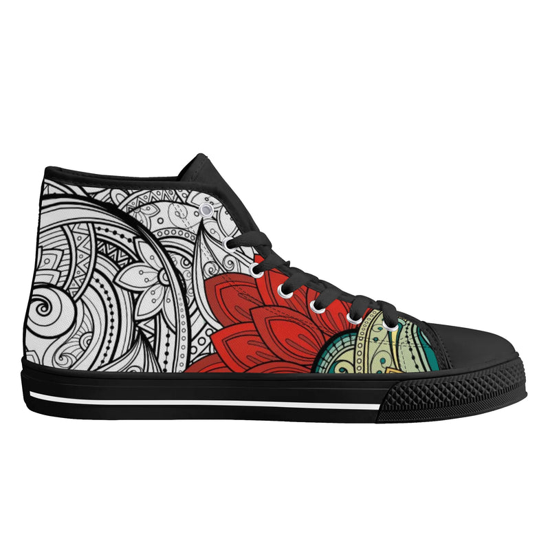 High Top Canvas Sneakers | Converse High Tops | Unique Canvas Shoes - Mandala Design