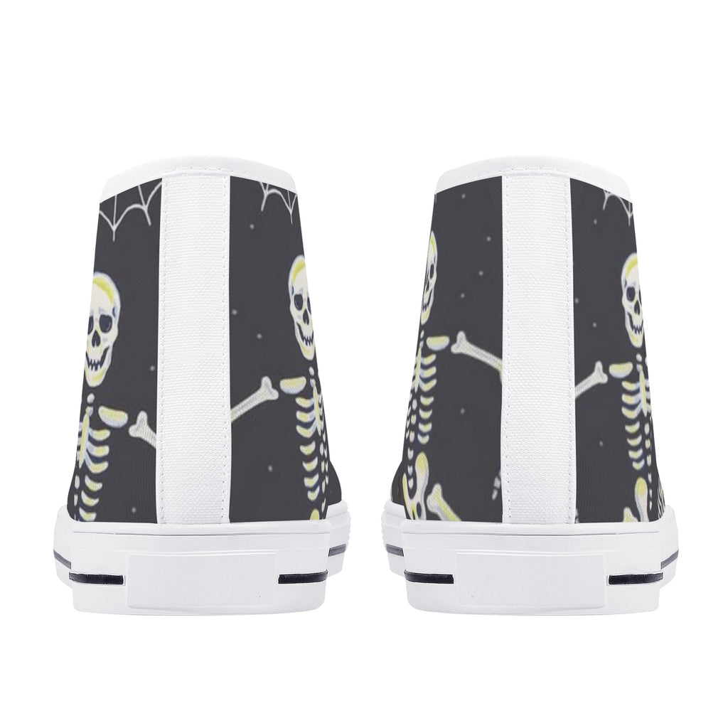 High Top Canvas Sneakers | Printed Tongue | Halloween themed Goth shoes | Spooky season | Dancing Skeletons