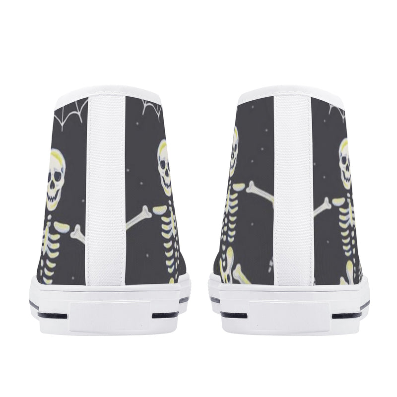 High Top Canvas Sneakers | Printed Tongue | Halloween themed Goth shoes | Spooky season | Dancing Skeletons