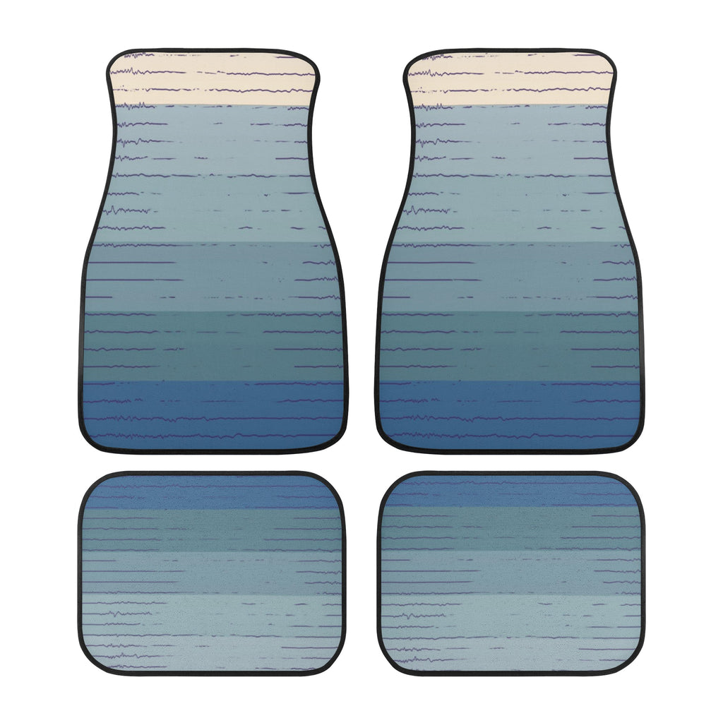 Car Floor Mats | Set of 4 | Universal size | All Weather proof | Affordable | Washable- Blue Sunset Gradient