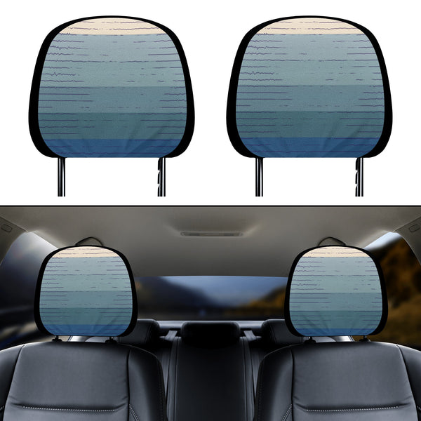 Headrest Cover for Cars | Universal fit | Trendy Designs on Auto Headrest slipcover - Blue Rainbow Sunset