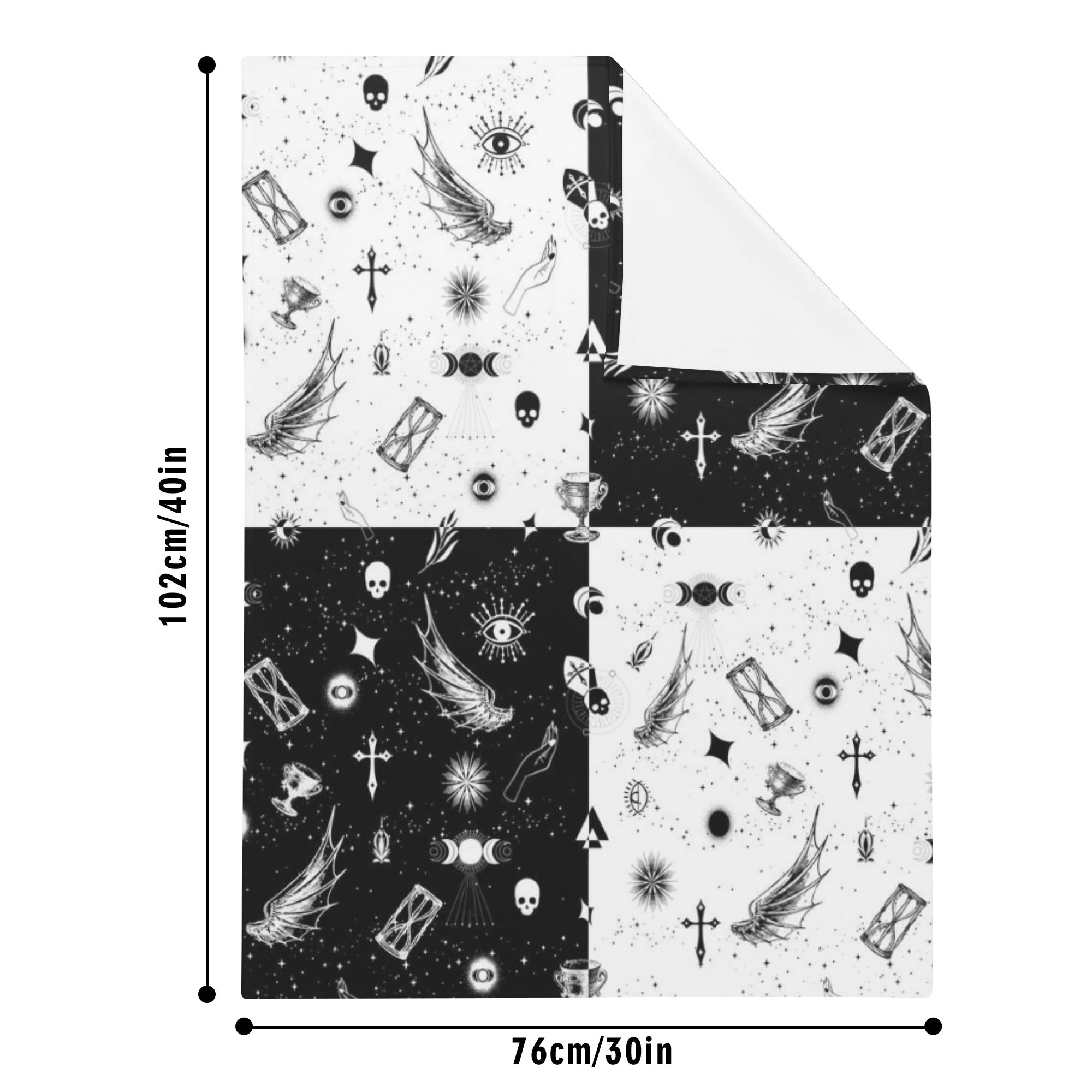 Gothic Flannel Kids' Blanket - Cozy, Mysterious, and Breathable Throw -Halloween Checkered Black and White blanket for kids