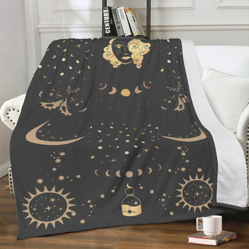 Gothic Boho Dark Academia Plush Fleece Blankets | Starry God Goth Home decor