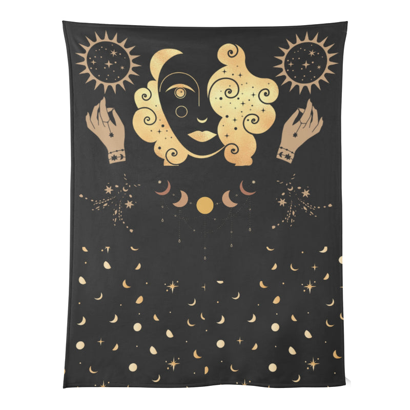 Boho Flannel Kids' Blanket - Cozy, Mysterious, and Breathable Throw -Halloween Boho Starry God blanket for kids