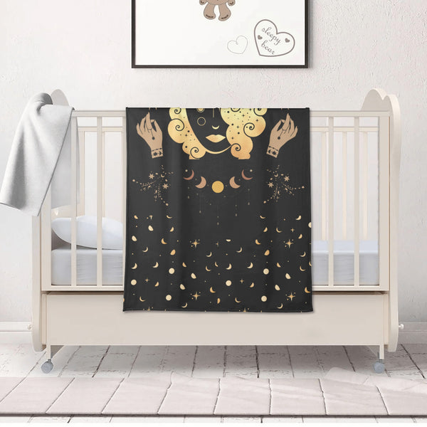 Boho Flannel Kids' Blanket - Cozy, Mysterious, and Breathable Throw -Halloween Boho Starry God blanket for kids