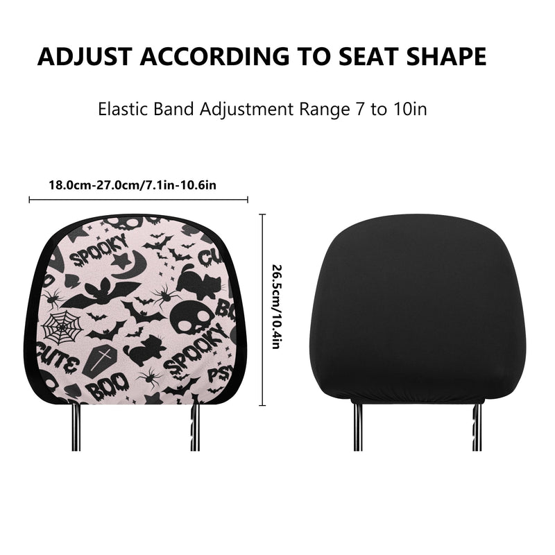 Headrest Cover for Cars | Universal fit | Trendy Designs on Auto Headrest slipcover - Halloween Spooky Boo