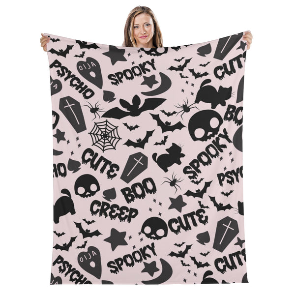 Stay Warm and Stylish: Flannel Blankets-Dark Academia Gothic style- Halloween themed Spooky Boo cozy blanket