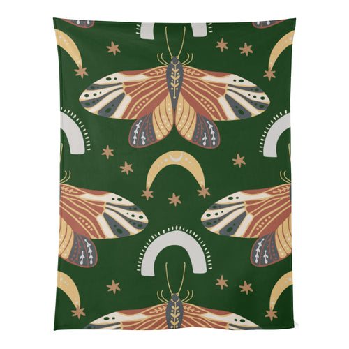Best Breathable Cozy Flannel Blankets for Kids | Wiccan Boho Celestial Butterfly | Magical Green Earth