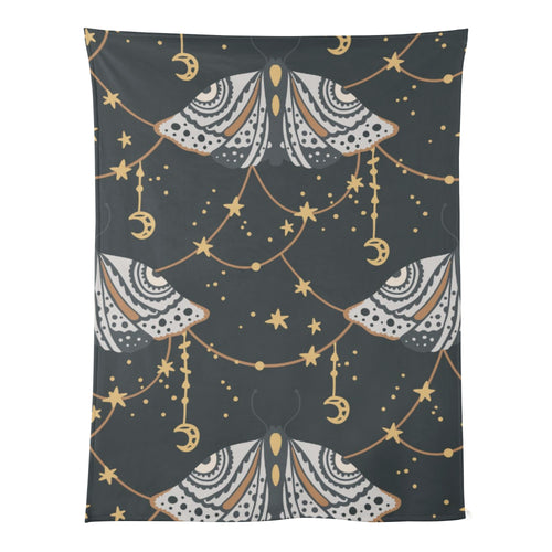 Best Breathable Cozy Flannel Blankets for Kids | Wiccan Boho Celestial Butterfly | Mysterious Black