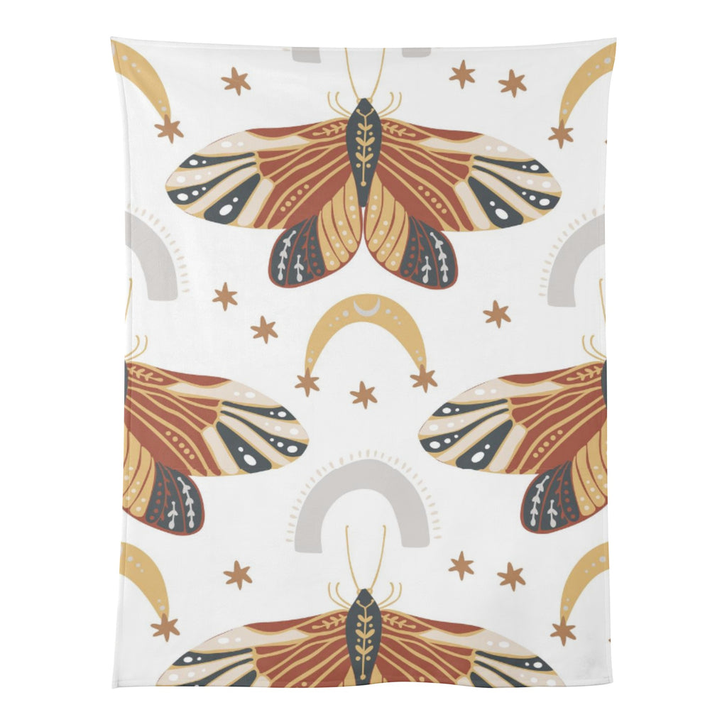 Best Breathable Cozy Flannel Blankets for Kids | Wiccan Boho Celestial Butterfly | Serene White