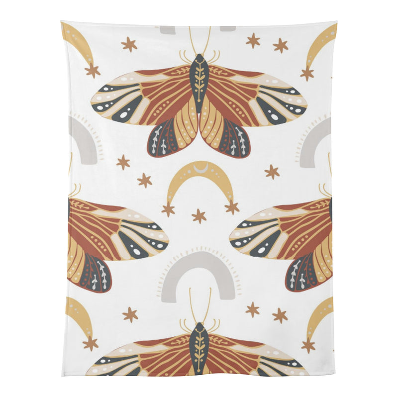 Best Breathable Cozy Flannel Blankets for Kids | Wiccan Boho Celestial Butterfly | Serene White