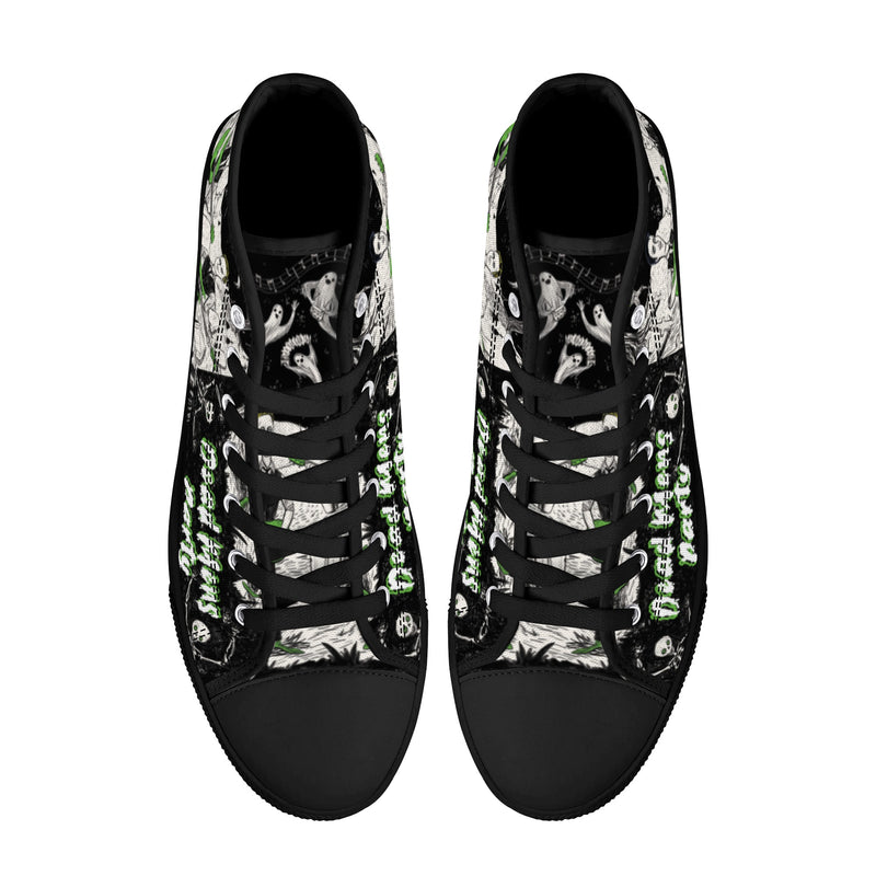 High Top Canvas Sneakers | Printed Tongue | Halloween themed Goth shoes | Spooky Season gift | Oingo Boingo