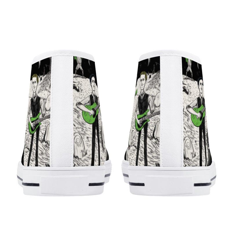 High Top Canvas Sneakers | Printed Tongue | Halloween themed Goth shoes | Spooky Season gift | Oingo Boingo