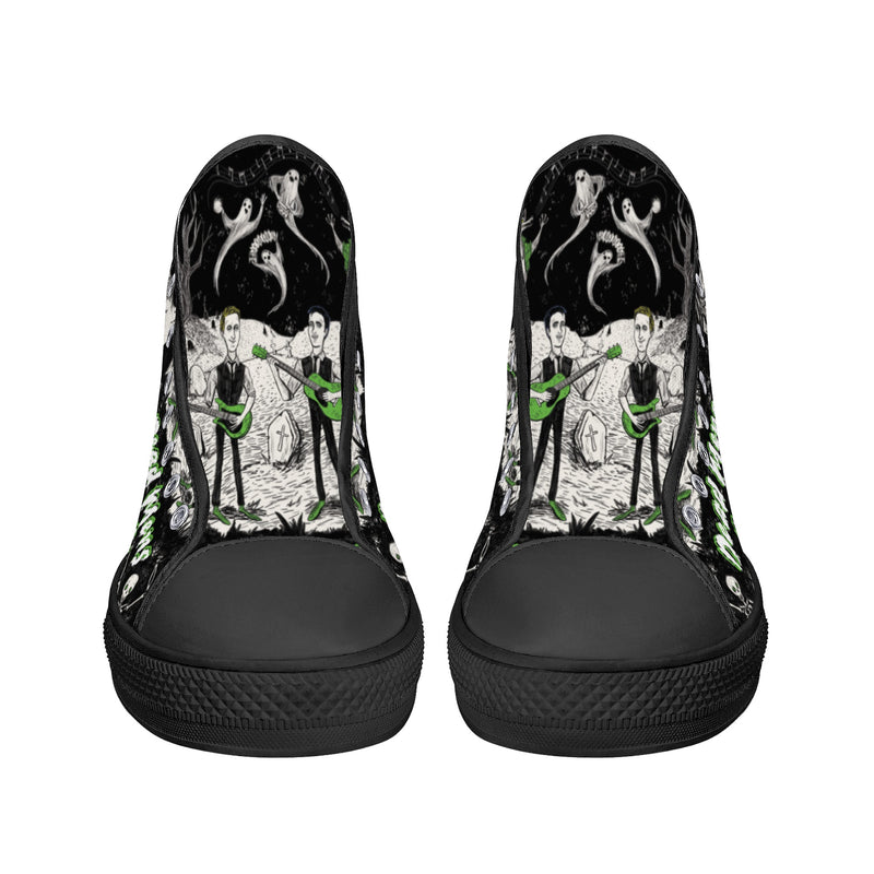 High Top Canvas Sneakers | Printed Tongue | Halloween themed Goth shoes | Spooky Season gift | Oingo Boingo