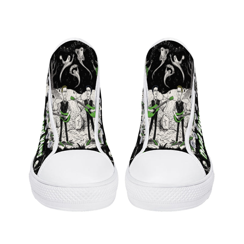 High Top Canvas Sneakers | Printed Tongue | Halloween themed Goth shoes | Spooky Season gift | Oingo Boingo