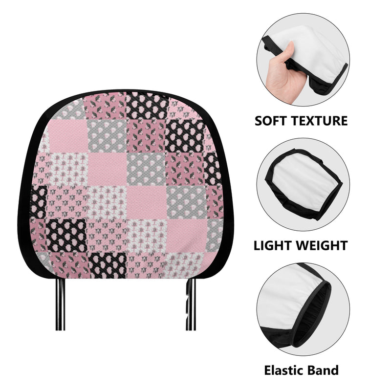 Headrest Cover for Cars | Universal fit | Trendy Designs on Auto Headrest slipcover - Pastel Goth Checkered