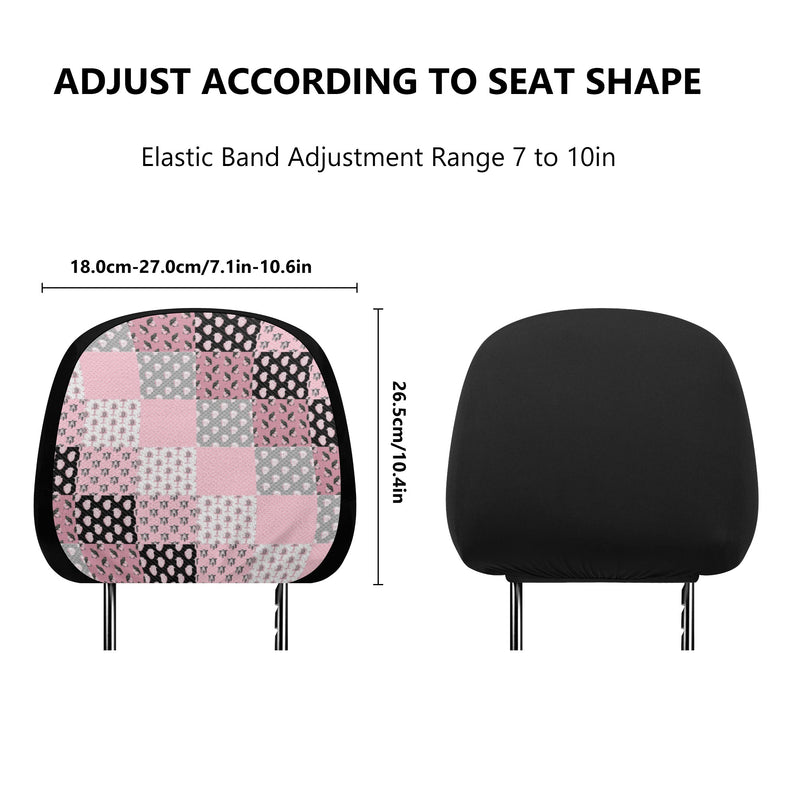 Headrest Cover for Cars | Universal fit | Trendy Designs on Auto Headrest slipcover - Pastel Goth Checkered