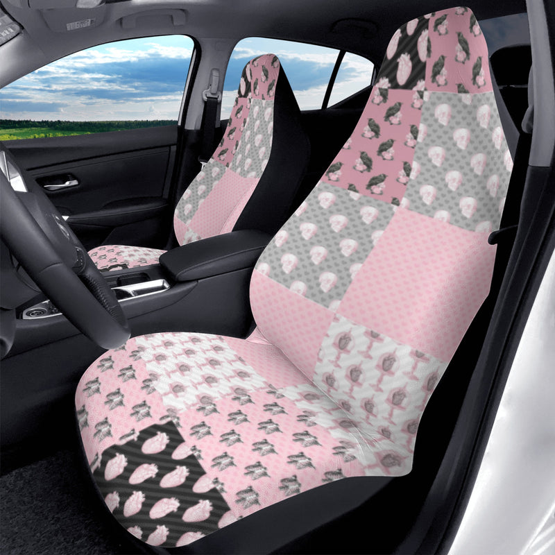 Car Accessories | Car Seat Covers for Front | Set of 2 | Sweat Protector | Vehicle Interiors– Pastel Goth Checkered