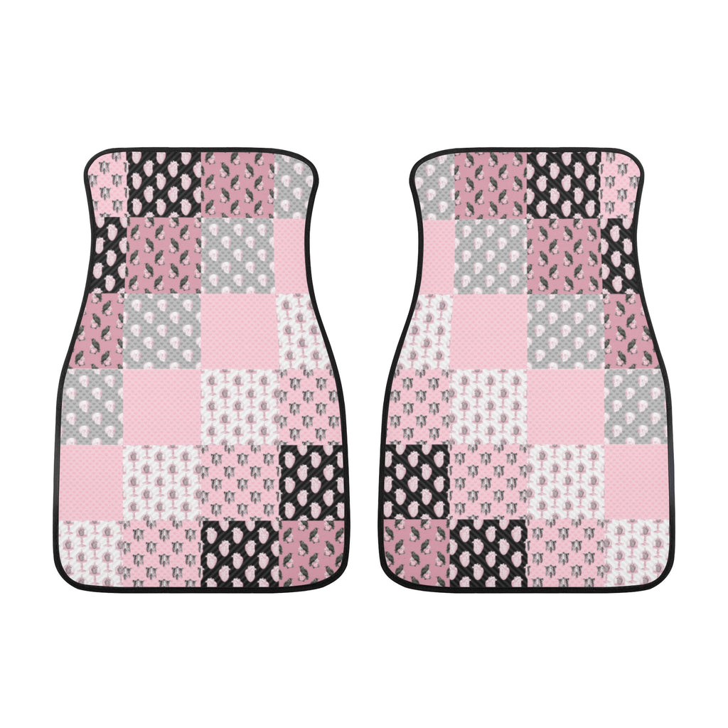 Car Floor Mats | Set of 4 | Universal size | All Weather proof | Affordable | Washable- Pastel Goth Checkered