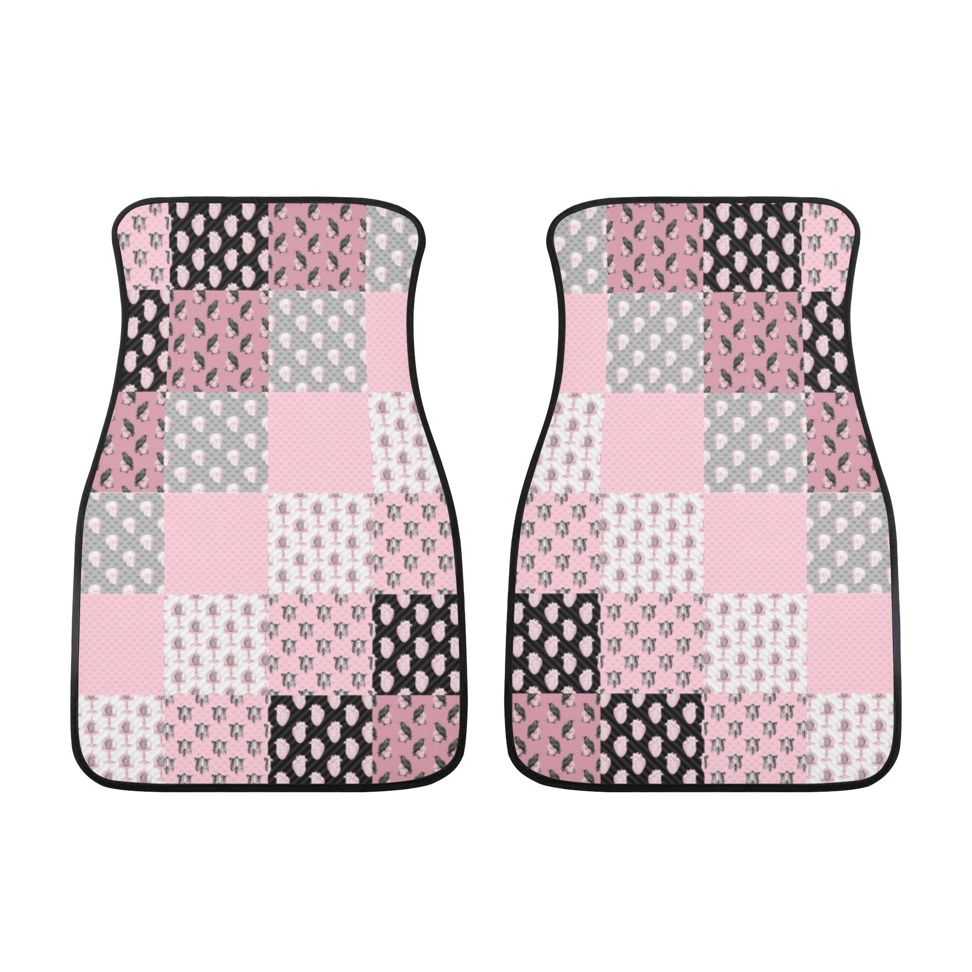 Car Floor Mats | Set of 4 | Universal size | All Weather proof | Affordable | Washable- Pastel Goth Checkered