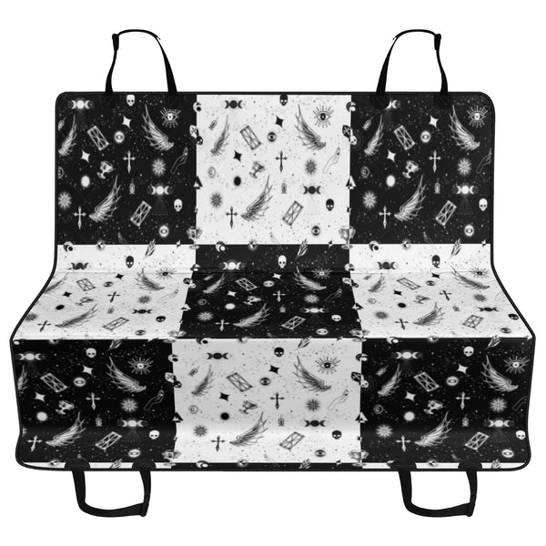 Dog Car Seat Covers and Hammocks | Pet Accessories | Back Seat Cover for Dogs and Cats- Monochrome Checkered